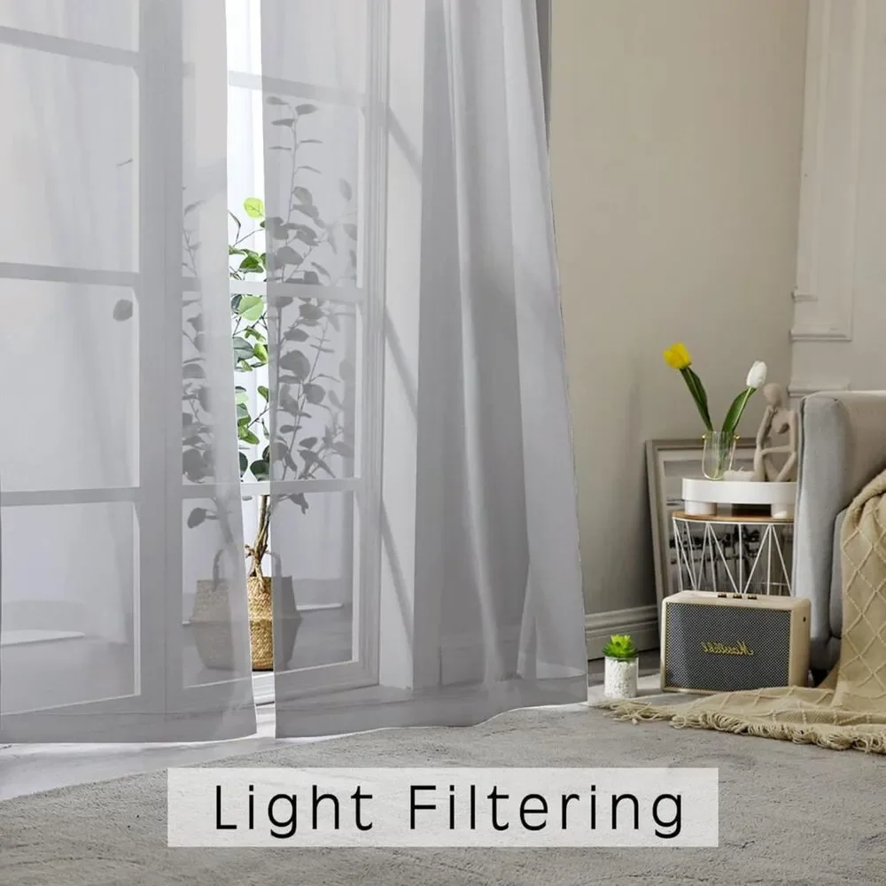 Brand New Owenie Grey Sheer Curtains 42